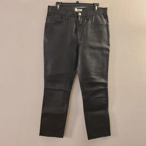 Celine Paris Black Leather Slim Fit Pants